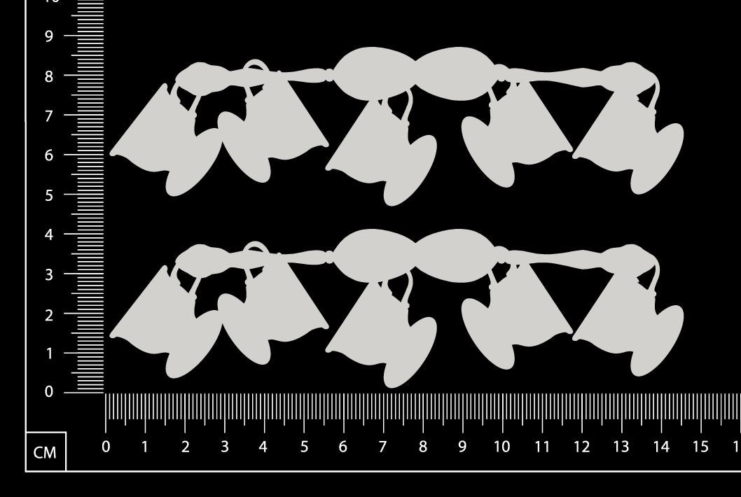 Tea Cups Border Set - BA - Small - White Chipboard