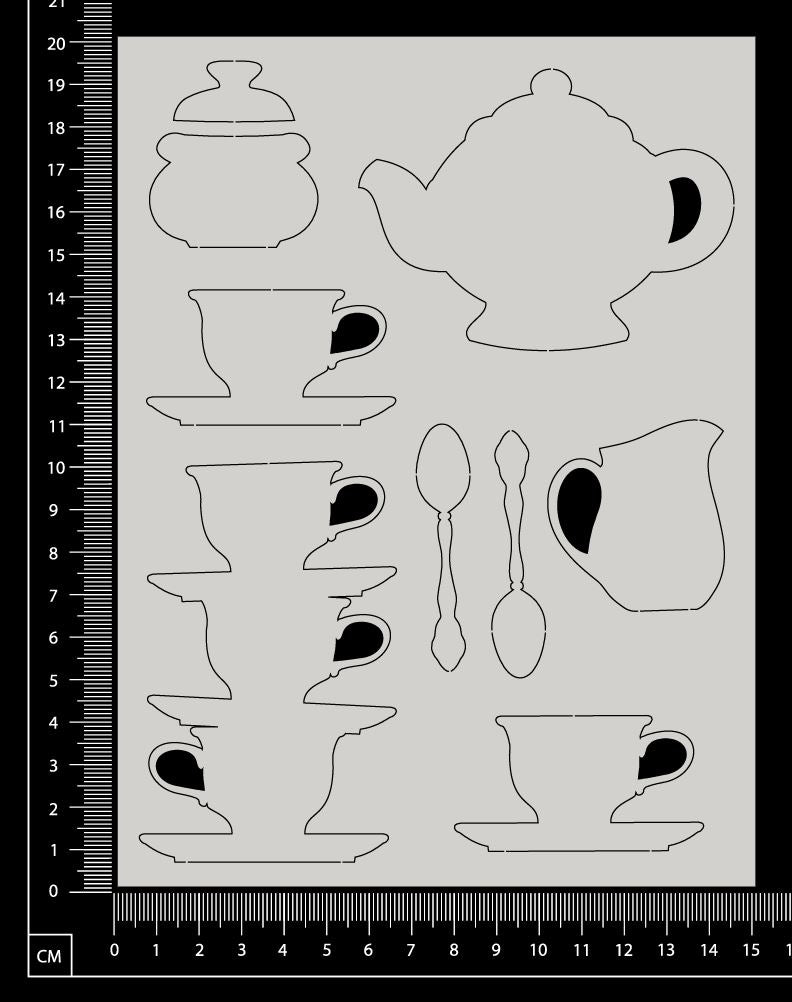 Tea Set - Large - White Chipboard