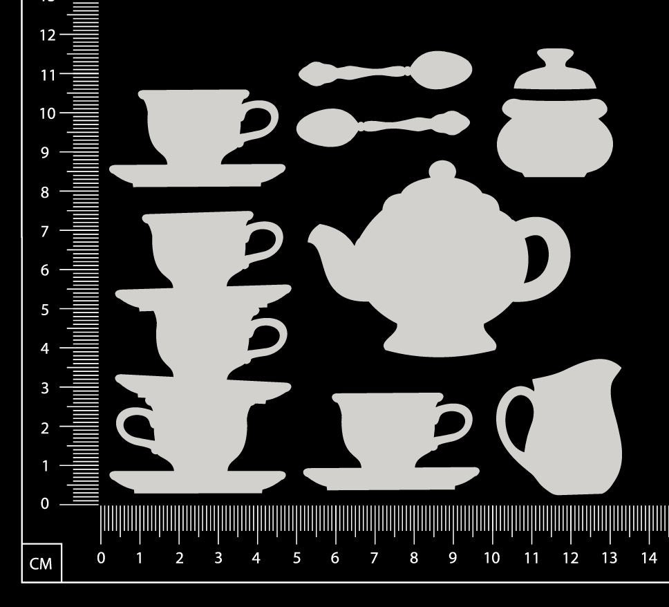 Tea Set - Small - White Chipboard