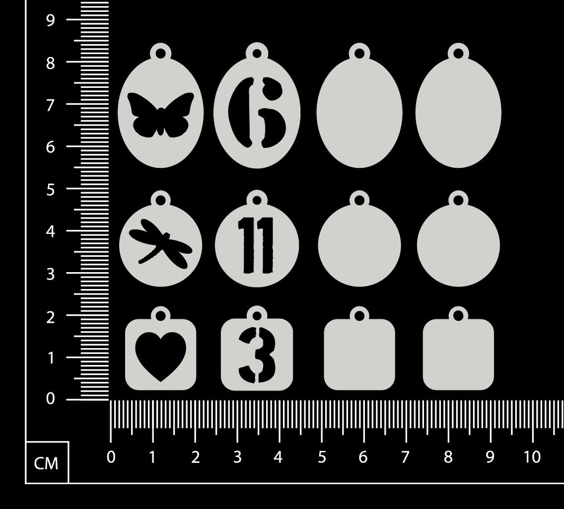 Tiny Charms - Mixed Mini Set - C - White Chipboard