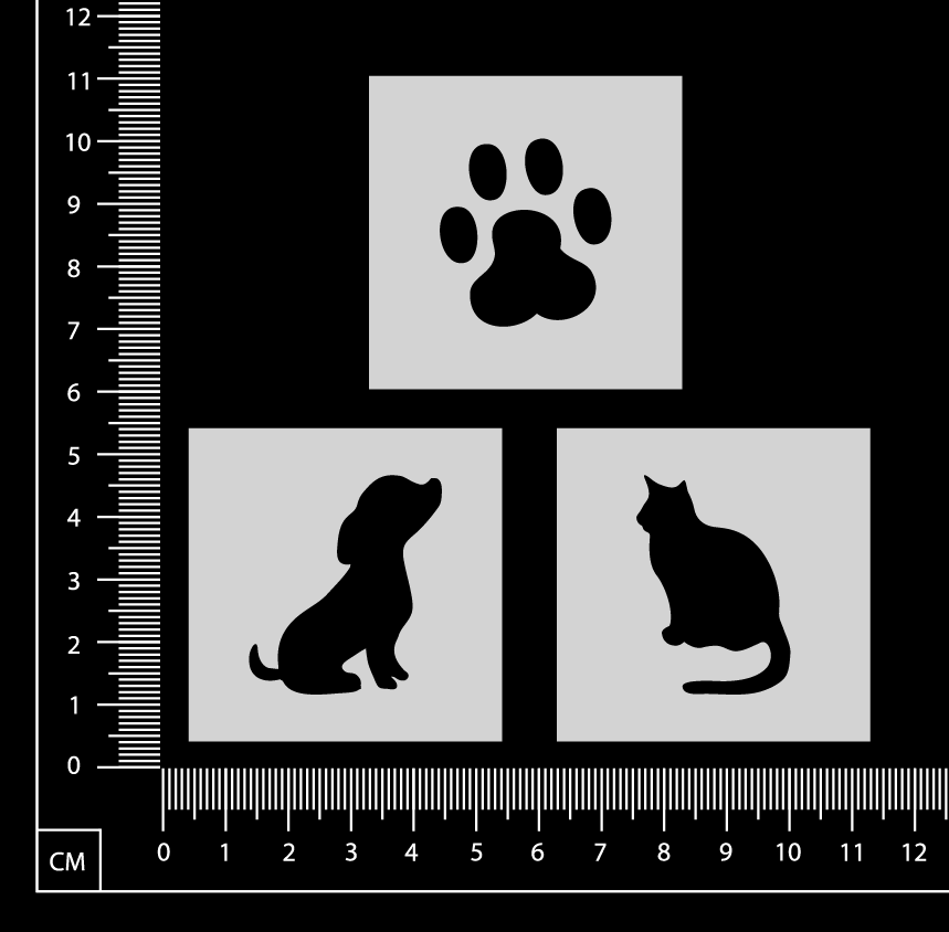 Tiny Stencil Set - Pets - F - 50mm x 50mm - Set of 3