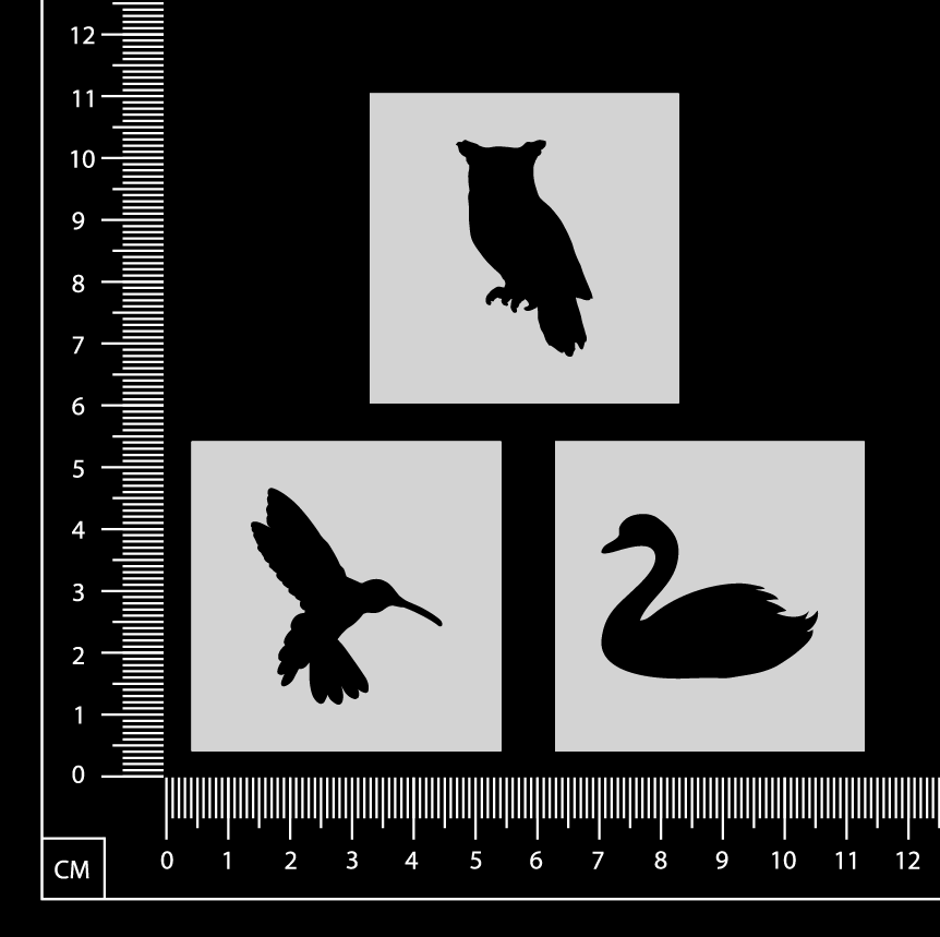 Tiny Stencil Set - Birds - K - 50mm x 50mm - Set of 3