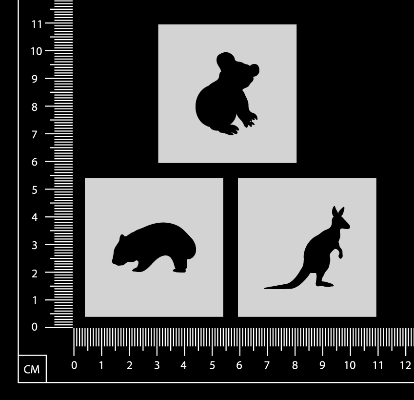 Tiny Stencil Set - Australian Animals - M - 50mm x 50mm - Set of 3
