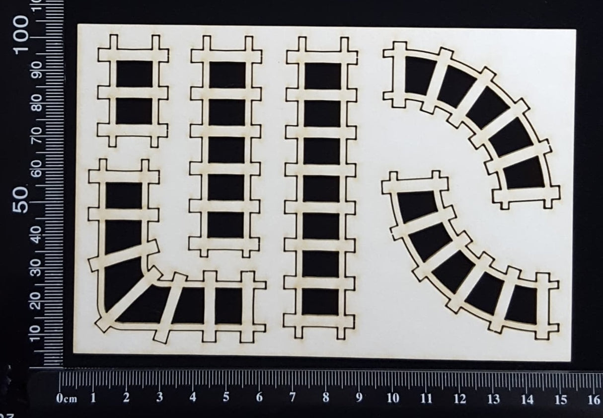 Train Tracks Set - A - Small - White Chipboard