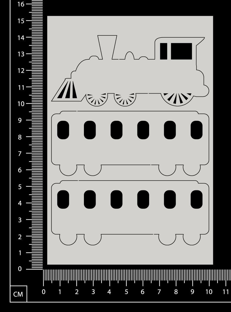 Train and Carriages - Large - White Chipboard