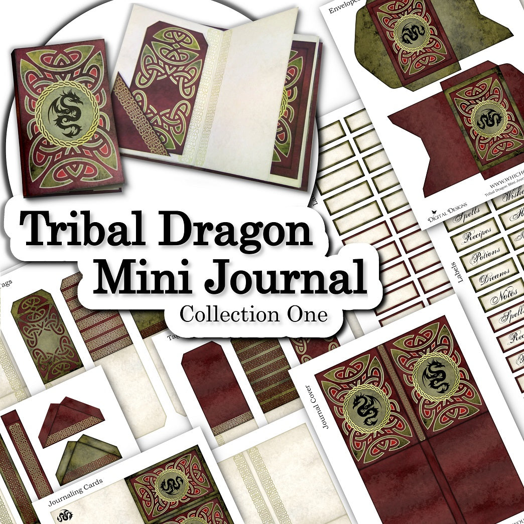 Tribal Dragon Mini Journal - Collection One - DI-10069 - Digital Download