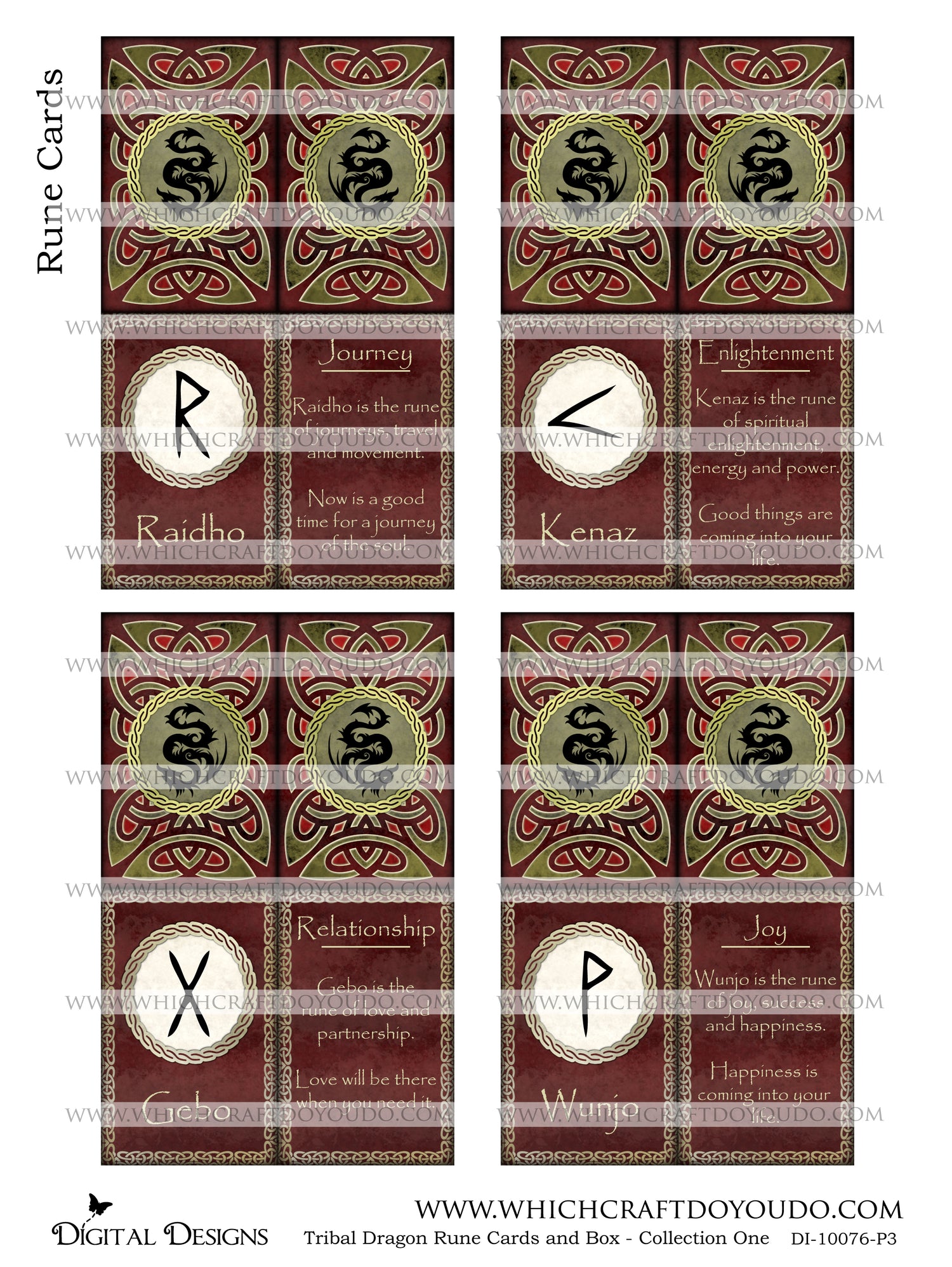 Tribal Dragon Rune Cards and Box - Collection One - DI-10076 - Digital Download