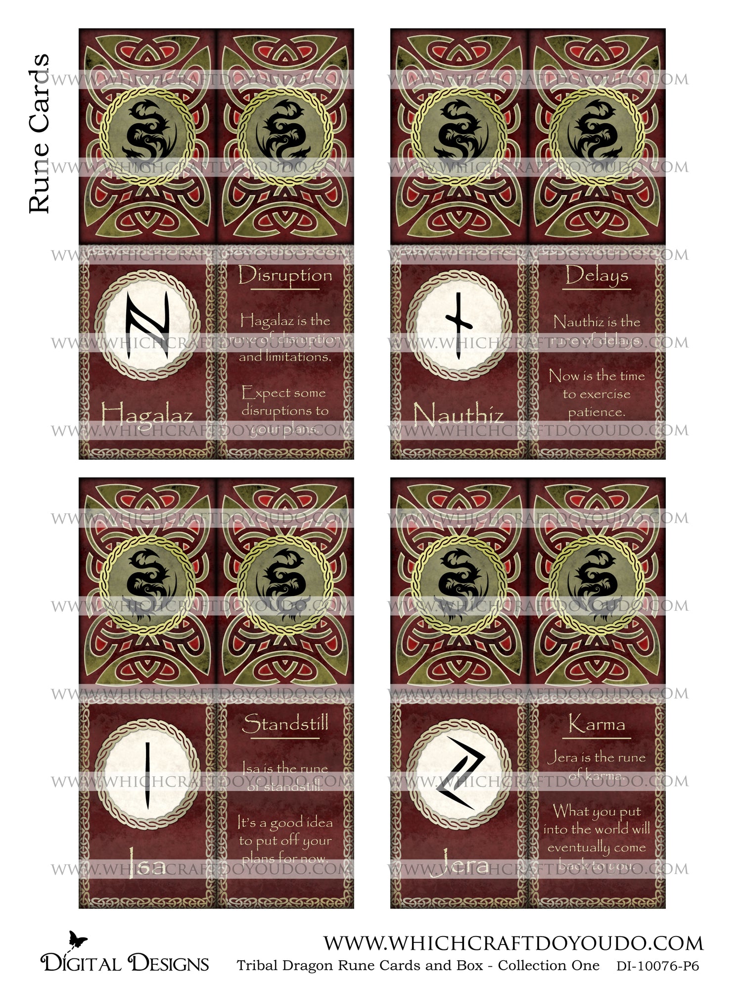 Tribal Dragon Rune Cards and Box - Collection One - DI-10076 - Digital Download