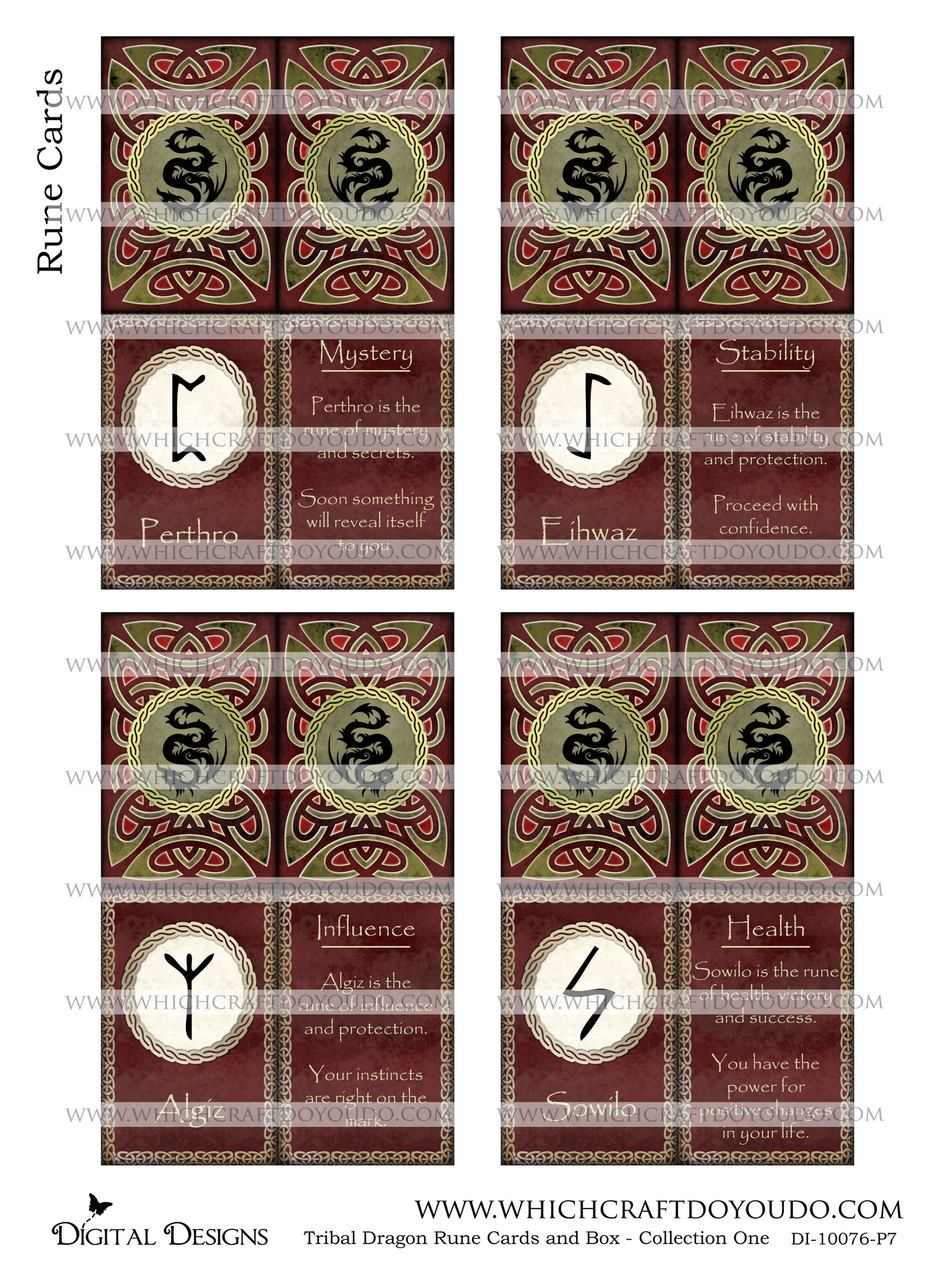 Tribal Dragon Rune Cards and Box - Collection One - DI-10076 - Digital Download