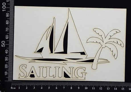 Tropical Scene - Sailing - White Chipboard