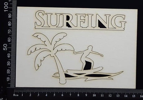 Tropical Scene - Surfing - White Chipboard