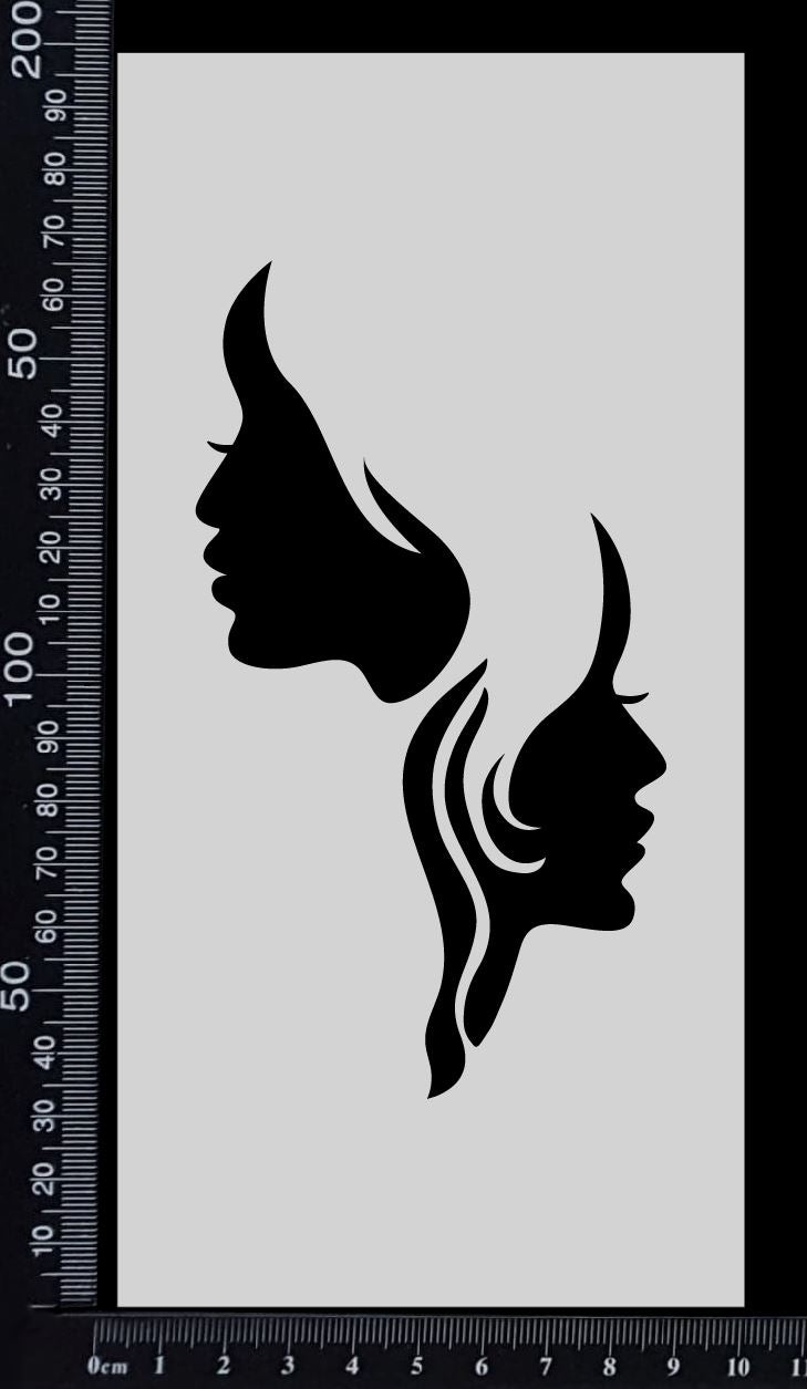 Twin Faces - Stencil - 100mm x 200mm