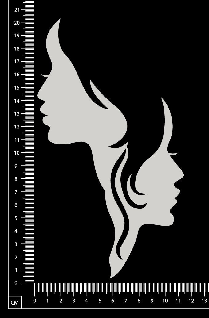 Twin Faces - Large - White Chipboard