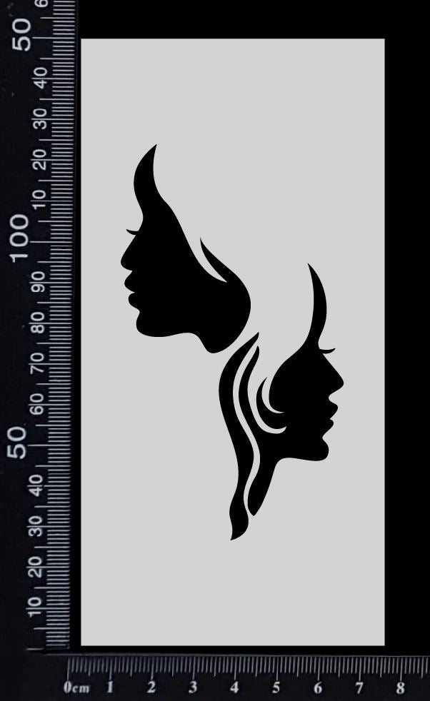 Twin Faces - Stencil - 75mm x 150mm