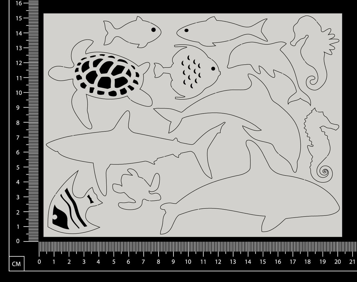 Underwater Animals Set - White Chipboard