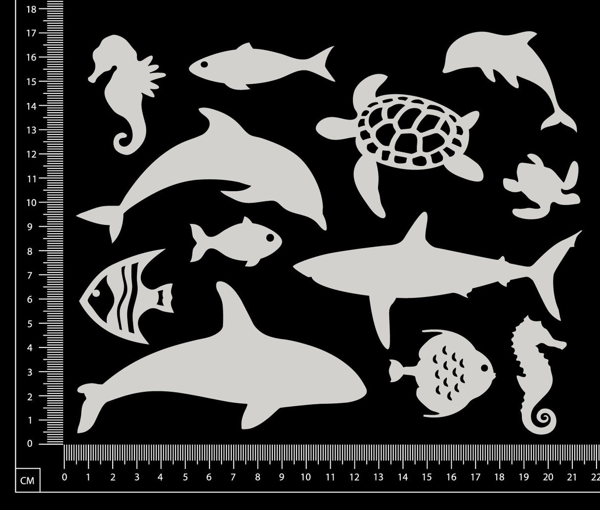 Underwater Animals Set - White Chipboard