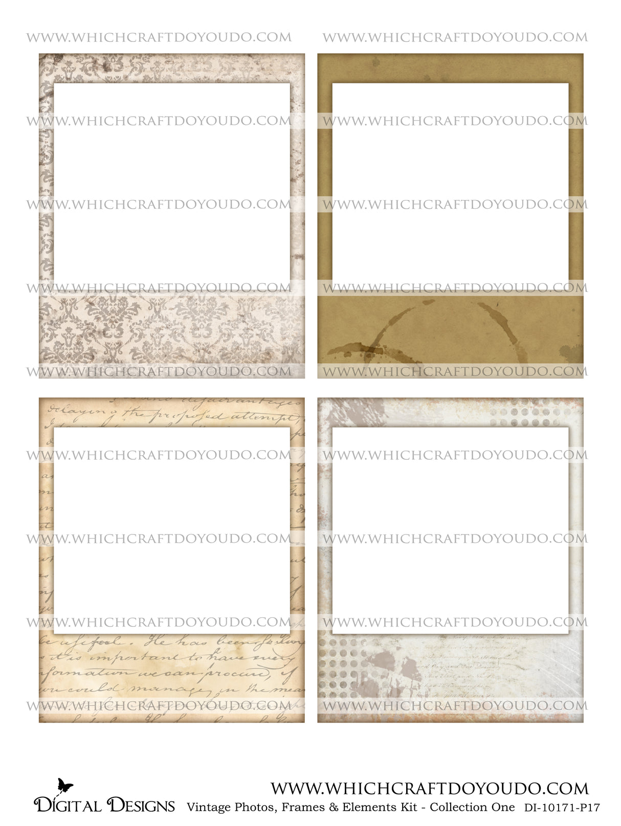 Vintage Photos, Frames & Elements Kit - Collection One - DI-10171 - Digital Download