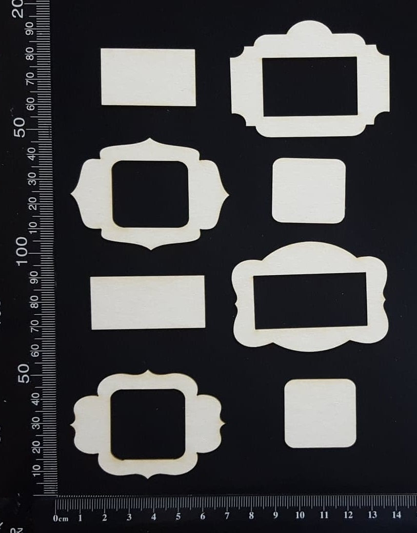 Vintage Frames Set - J - Mini - White Chipboard