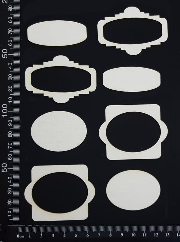 Vintage Frames Set - P - Mini - White Chipboard