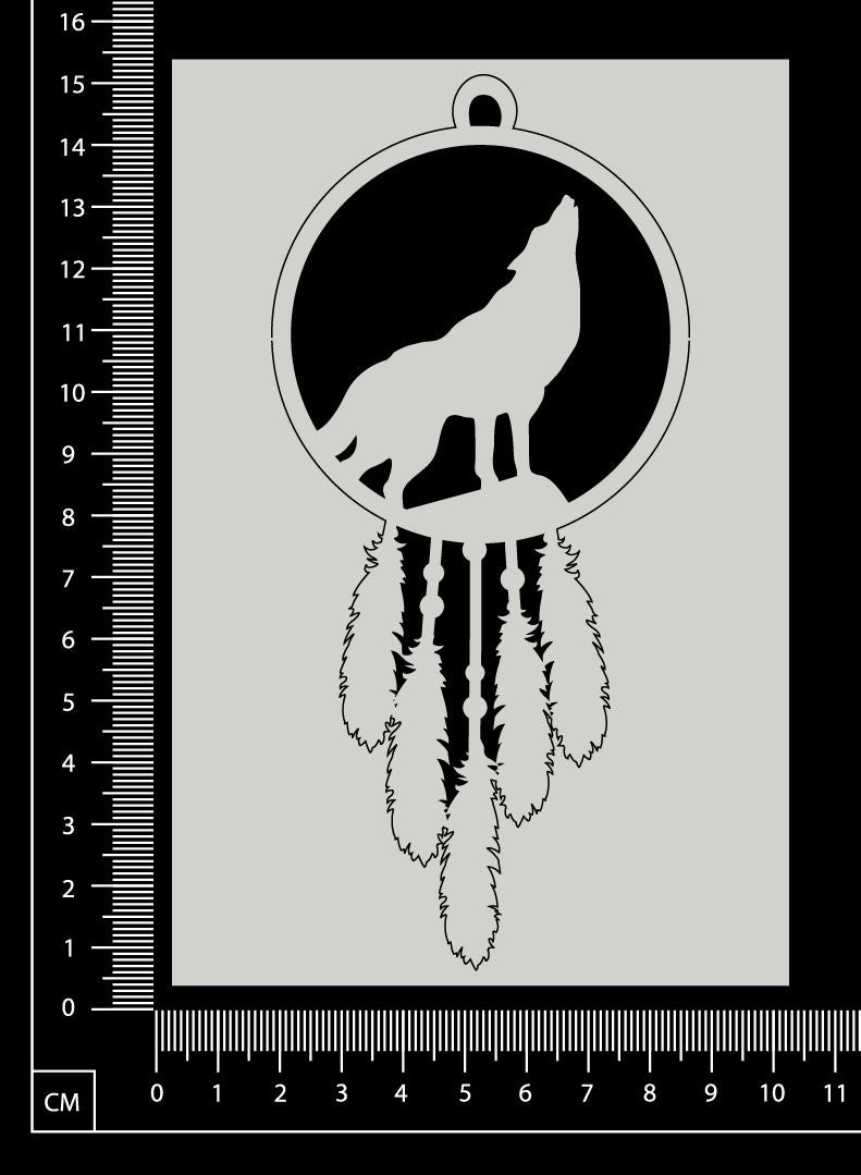 Wolf Dreamcatcher - White Chipboard
