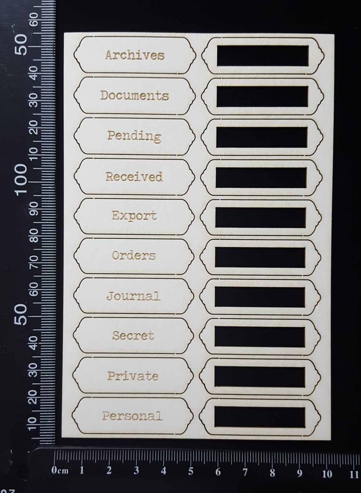 Word Plates - AB - Laser Engraved - White Chipboard