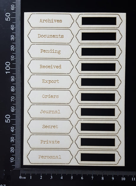 Word Plates - AB - Laser Engraved - White Chipboard