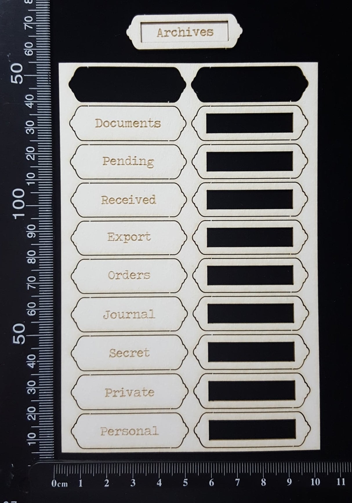 Word Plates - AB - Laser Engraved - White Chipboard