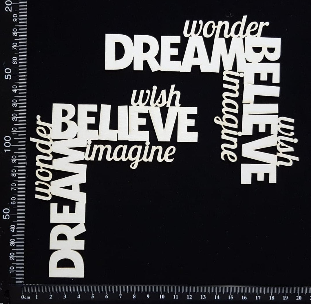 Word Corner Set - Believe - White Chipboard