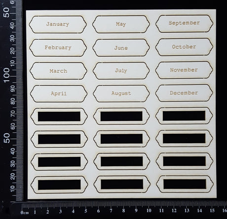 Word Plates - AC - Laser Engraved - Months - White Chipboard