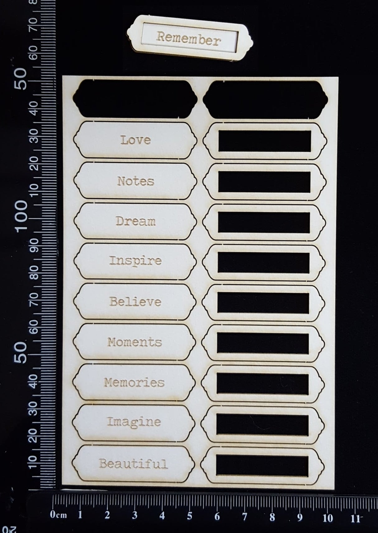 Word Plates - AA - Laser Engraved - White Chipboard