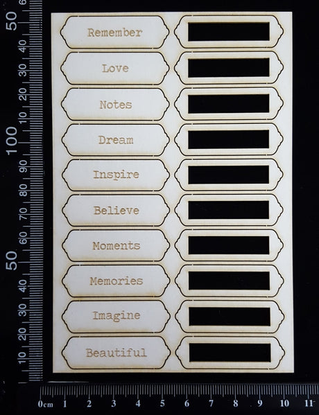 Word Plates - AA - Laser Engraved - White Chipboard