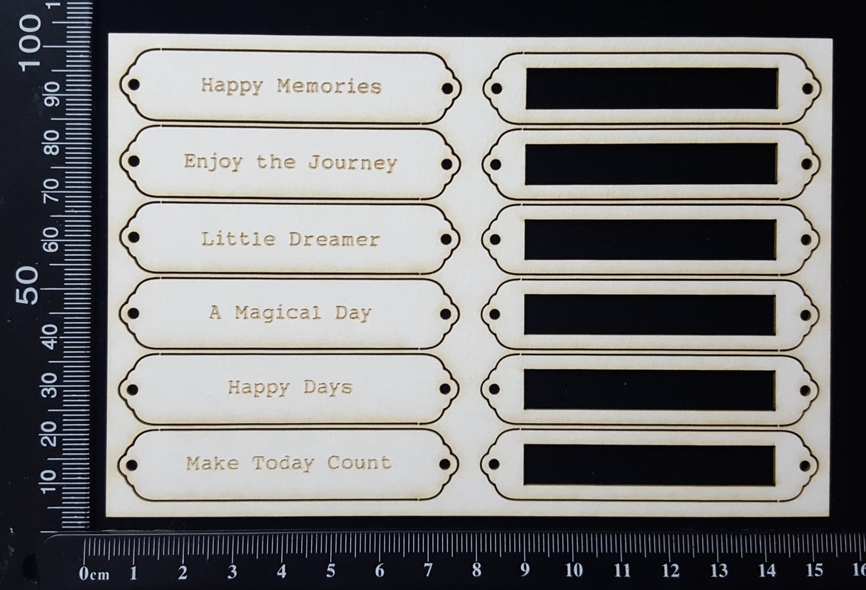 Word Plates - BB - Laser Engraved - White Chipboard