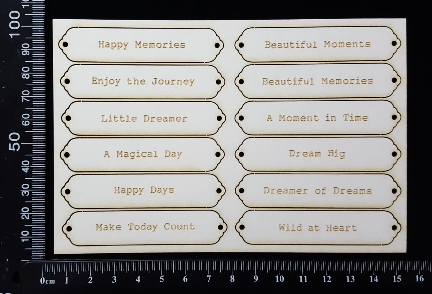 Word Plates - BC - Laser Engraved - White Chipboard