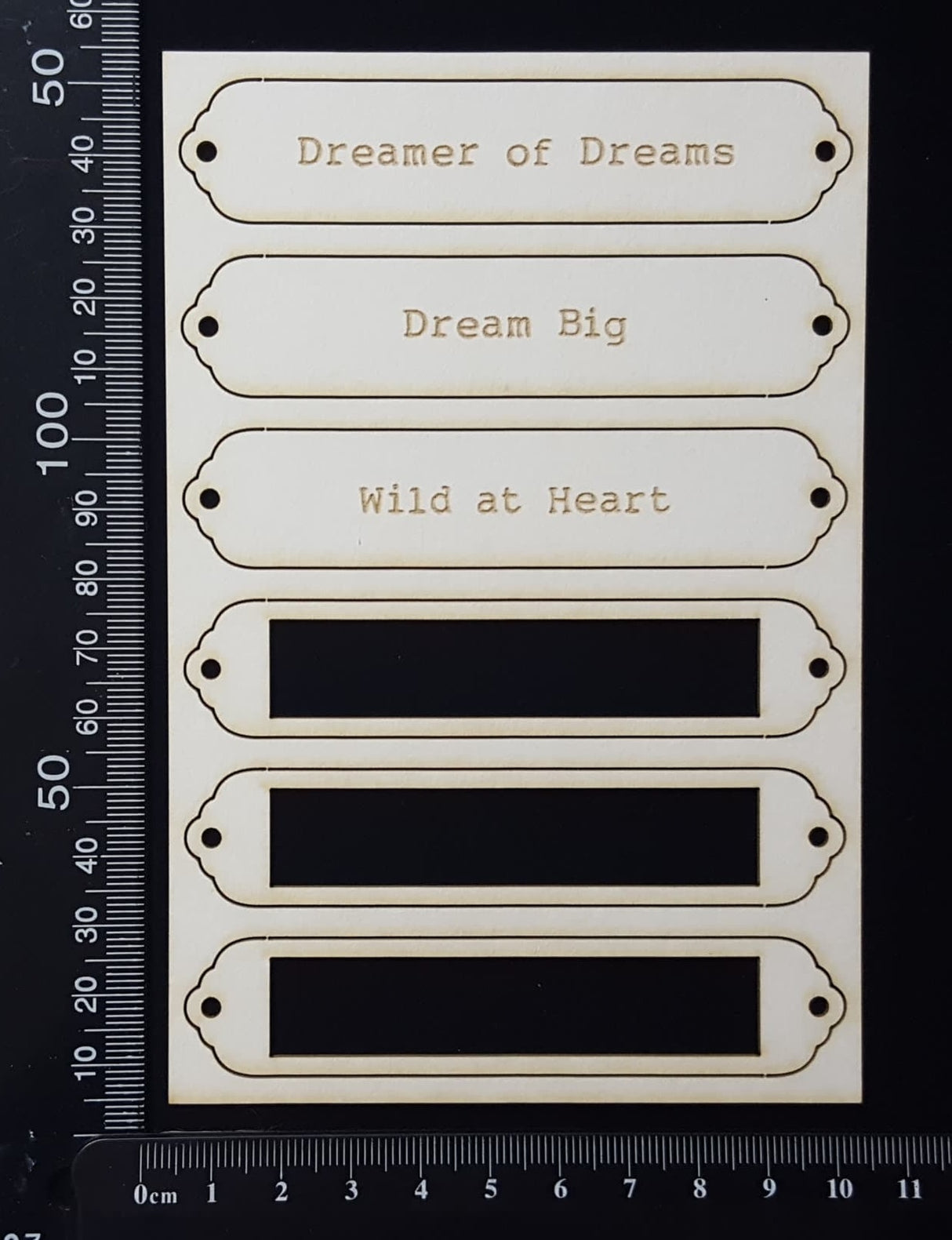 Word Plates - CB - Laser Engraved - White Chipboard