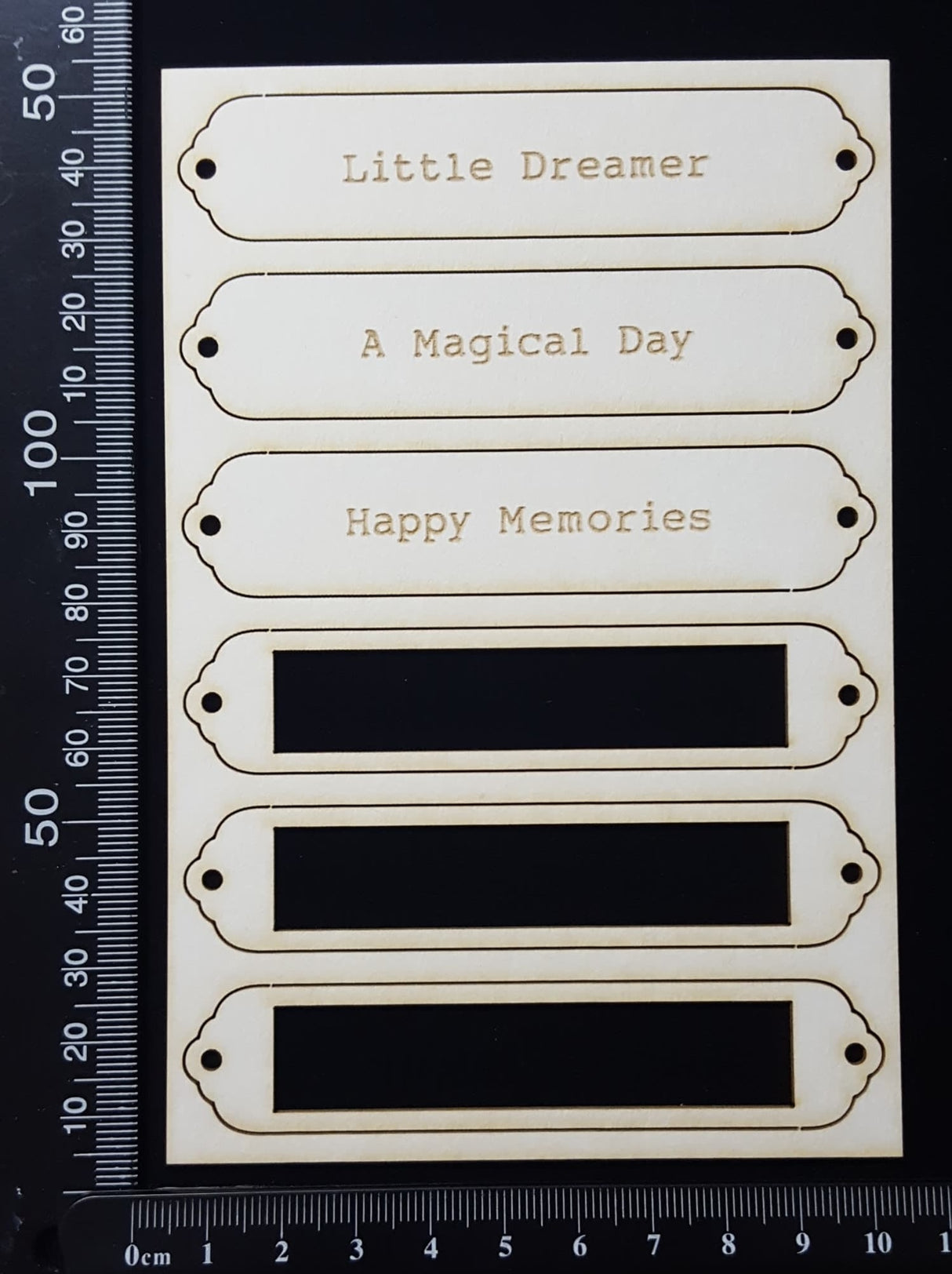 Word Plates - CC - Laser Engraved - White Chipboard