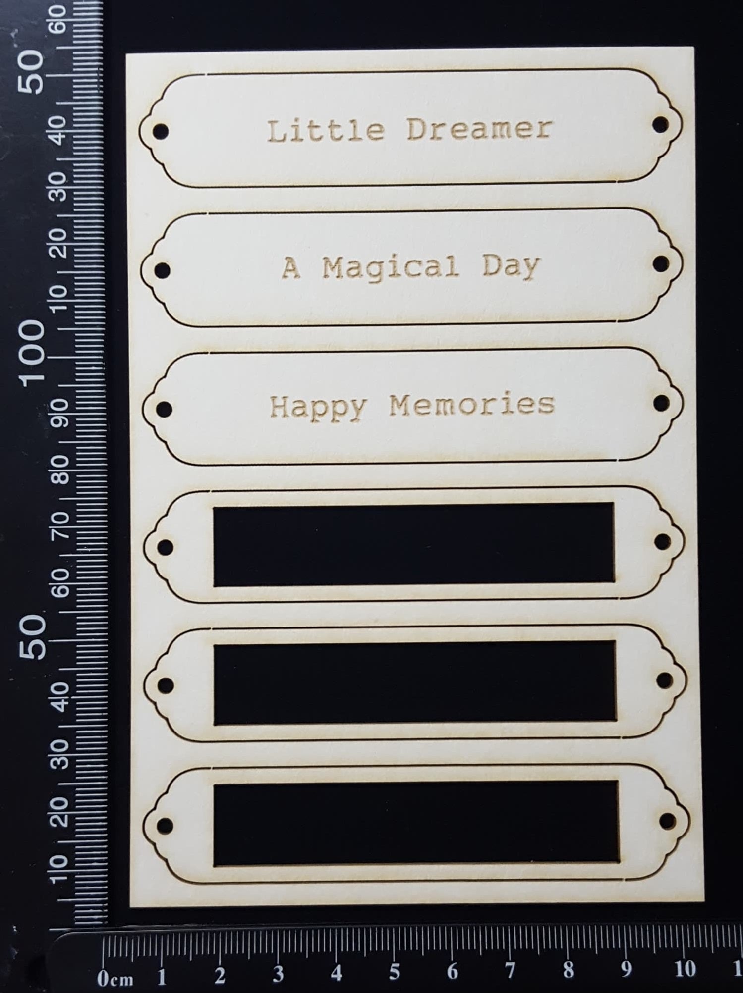 Word Plates - CC - Laser Engraved - White Chipboard