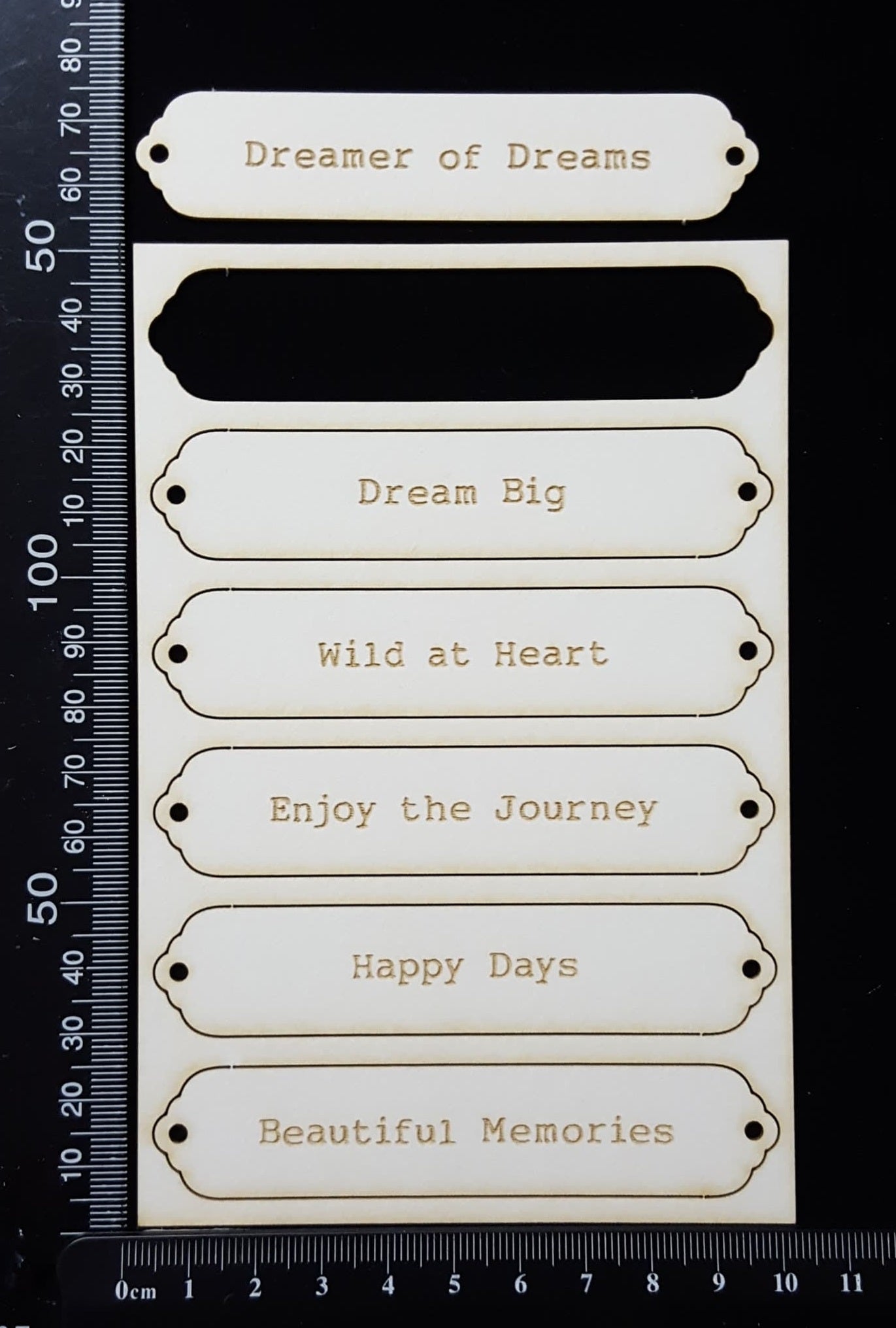 Word Plates - CF - Laser Engraved - White Chipboard