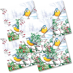 Decoupage Napkin - (DN-8834) - Two Winter Tits - Set of 5