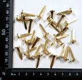 Gold Flat Top Brads – 19mm length – set of 30
