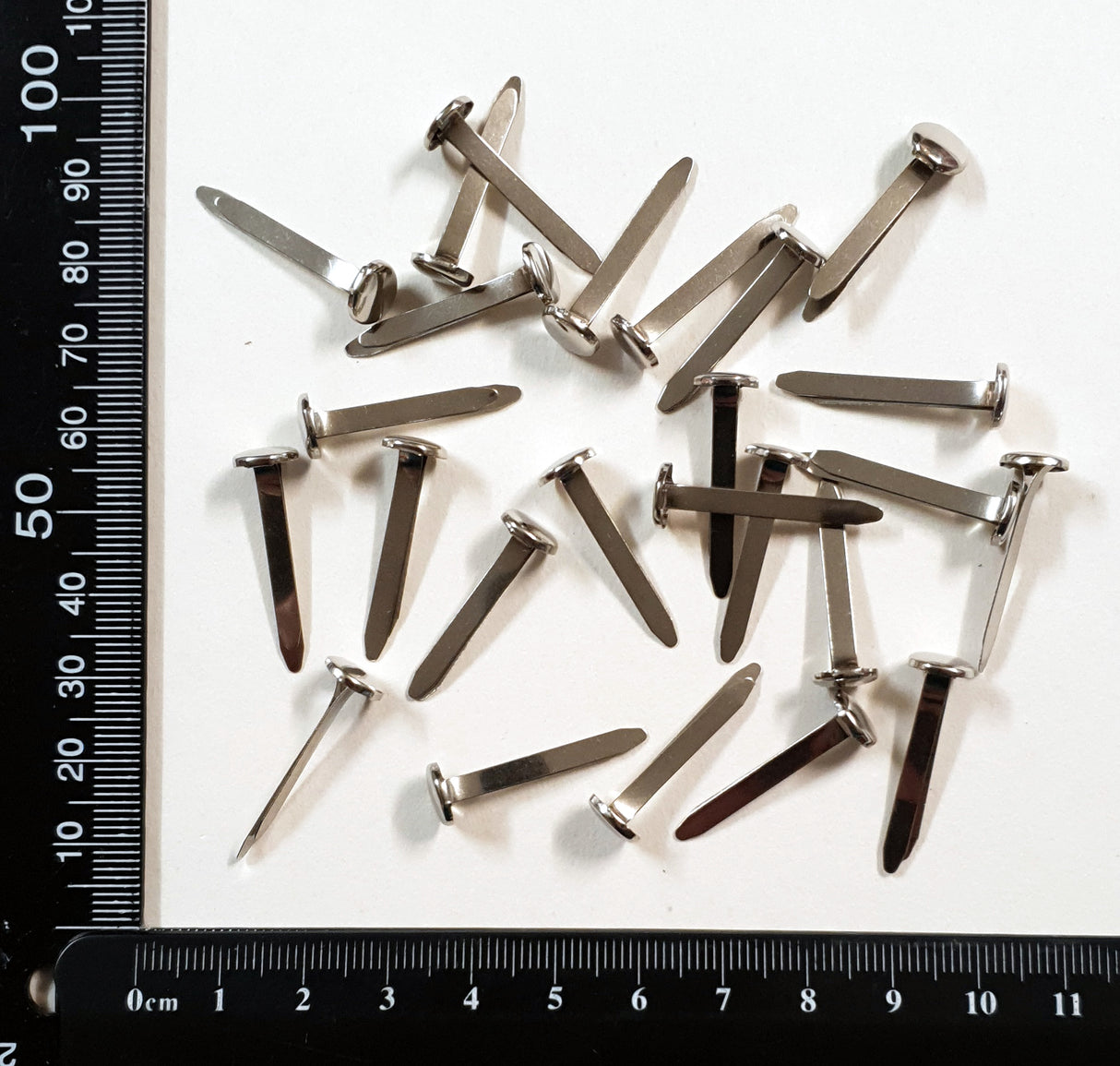 Silver Flat Top Brads – 25mm length – set of 25