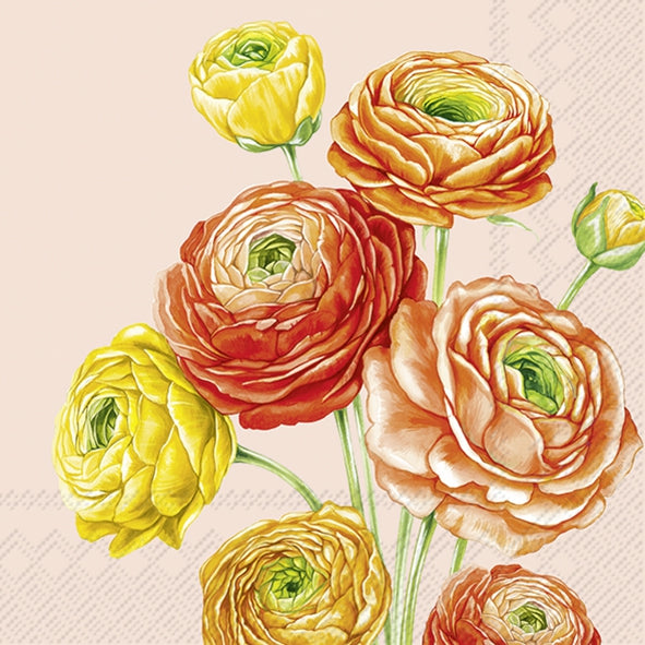 Decoupage Napkin - (DN-8917) - Ranunculus - Rose