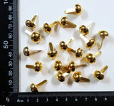 Gold Domed Top Brads – 12mm Width Top – set of 20
