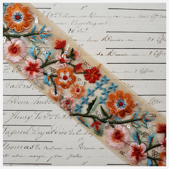 Embroidered Trim - 1 Meter  - (ITR-1272)