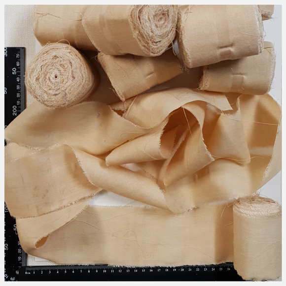 Reclaimed Sari Cotton Ribbon - Flat Rolls - Wheat