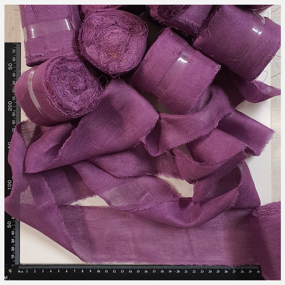 Reclaimed Sari Cotton Ribbon - Flat Rolls - Foxglove