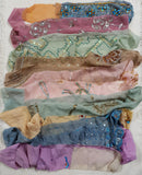 Reclaimed Sari Silk Ribbon - Pastel Embroidered Rolls - 2023