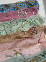 Reclaimed Sari Silk Ribbon - Pastel Embroidered Rolls - 2023