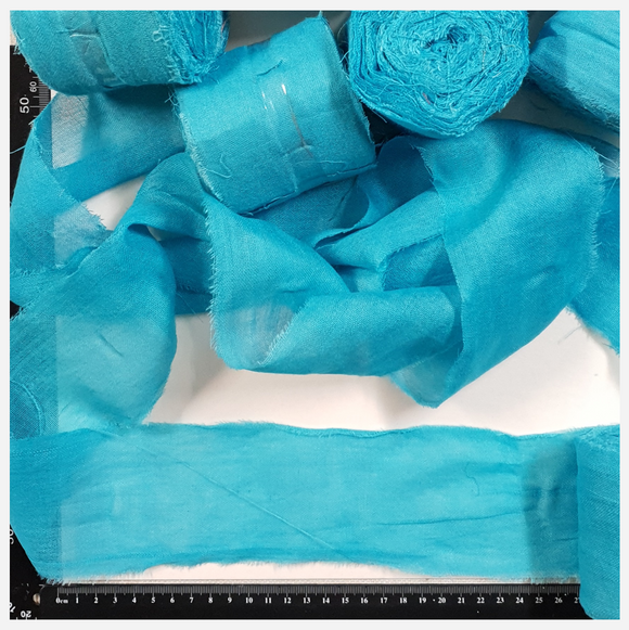 Reclaimed Sari Cotton Ribbon - Flat Rolls - Serenity