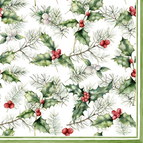 Decoupage Napkin - (DN-8923) - Holly & Mistletoe