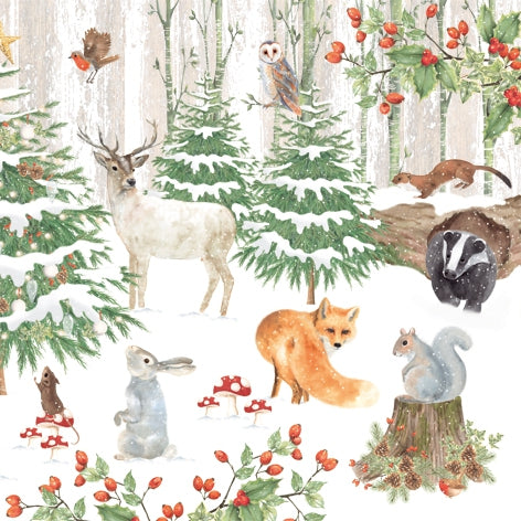 Decoupage Napkin - (DN-8941) - Wildlife in Wintertime